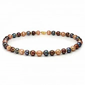 Ожерелье "микс" из барочного речного жемчуга со стразами. Жемчужины 12-13 мм