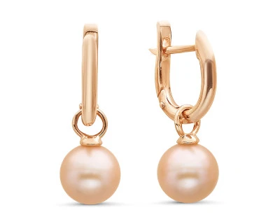 Серьги из серебра с розовыми речными жемчужинами 8,5-9 мм