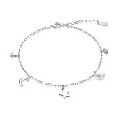 Браслет из серебра 925 пробы с белой речной жемчужиной 6-6,5 мм