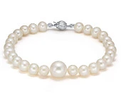 Браслет из белого круглого речного жемчуга. Жемчужины 6,5-10 мм