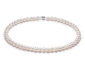 Ожерелье из белого овального речного жемчуга класса ААА. Жемчужины 7,5-8 мм