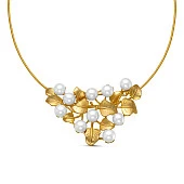 Колье-брошь из ювелирного сплава с белыми речными жемчужинами 7,5-8 мм