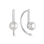 Серьги из серебра c белыми речными жемчужинами 7-7,5 мм
