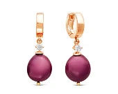 Серьги из серебра с красными речными жемчужинами "Барокко" 11-12 мм