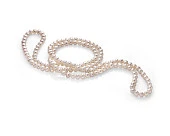 Длинные бусы из белого овального речного жемчуга класса ААА. Жемчужины 7,5-8 мм