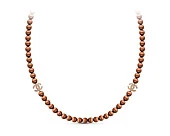 Колье из шоколадного жемчуга со вставками из серебра. Жемчужины 6,5-7 мм