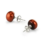 Пусеты из серебра 925 пробы с шоколадными речными жемчужинами 10-10,5 мм