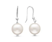 Серьги из серебра с белыми речными жемчужинами 9-10 мм