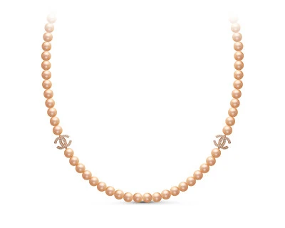 Колье из розового круглого жемчуга со вставками из серебра. Жемчужины 7-7,5 мм