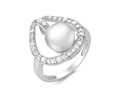 Кольцо из серебра с белой речной жемчужиной 8,5 мм