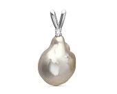 Кулон из серебра с серебристой барочной речной жемчужиной 13-16 мм