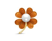 Брошь "Цветок" из сплава с белой речной жемчужиной 12 мм