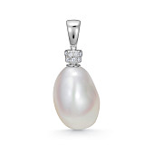Кулон из серебра с белой барочной речной жемчужиной 10-11 мм Кулон из серебра с белой барочной речной жемчужиной 10-11 мм