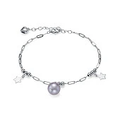 Браслет из серебра 925 пробы с серой речной жемчужиной 9-9,5 мм
