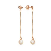 Серьги на цепочке из серебра c розовыми жемчужинами 7-7,5 мм