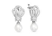 Серьги из серебра c белыми речными жемчужинами 7-8 мм