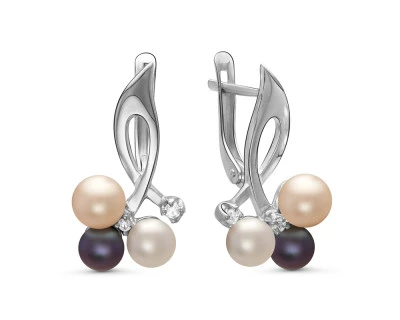 Серьги из серебра с речными жемчужинами "микс" 4,5-7 мм