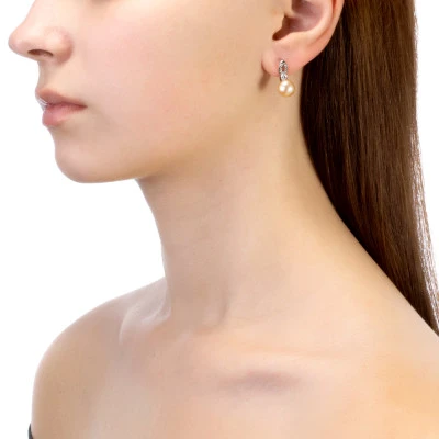 Серьги из серебра с розовыми речными жемчужинами 8,5-9 мм