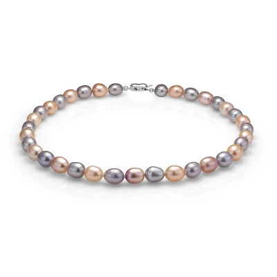 Ожерелье "микс" из рисообразного речного жемчуга. Жемчужины 10-11 мм