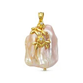 Кулон из серебра с розовой речной барочной жемчужиной 20 мм