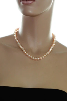 Ожерелье из розового круглого речного жемчуга класса ААА. Жемчужины 8-8,5 мм