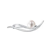 Брошь из серебра с белой речной жемчужиной 9-9,5 мм