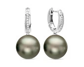 Серьги из белого золота с черными морскими Таитянскими жемчужинами 12-12,5 мм