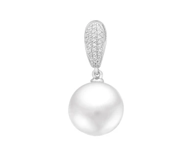 Подвеска из золота с белой морской Австралийской жемчужиной 13-13,5 мм