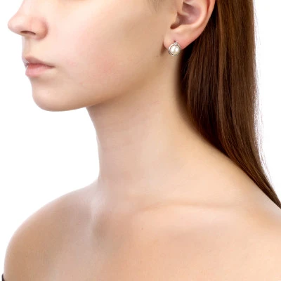 Серьги из серебра c белыми речными жемчужинами 8-8,5 мм