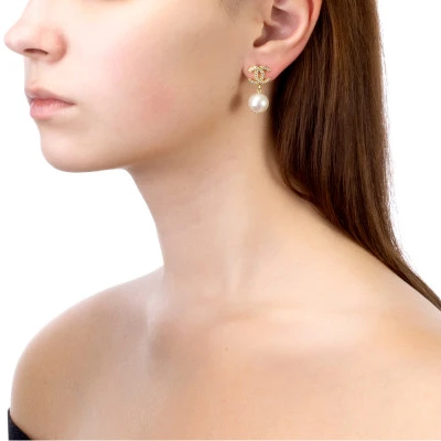 Серьги из серебра с белыми речными жемчужинами 9,5-10 мм