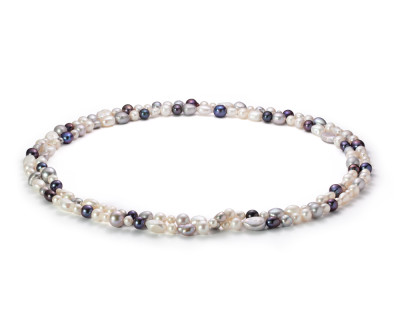 Длинные бусы "микс" из речного жемчуга класса АА+. Жемчужины 5-12 мм