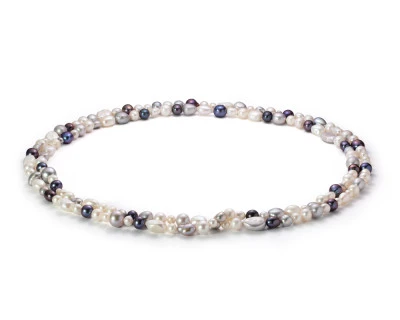 Длинные бусы "микс" из речного жемчуга класса АА+. Жемчужины 5-12 мм