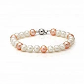 Браслет "микс" из круглого речного жемчуга класса ААА. Жемчужины 7-7,5 мм