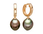 Серьги из серебра c черными морскими Таитянскими жемчужинами 9-9,5 мм