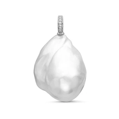 Кулон из серебра с белой барочной жемчужиной 20-25 мм