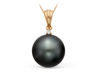 Подвеска из золота с черной морской Таитянской жемчужиной 12-12,5 мм