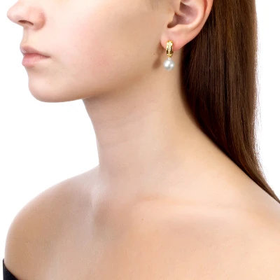 Серьги из серебра с белыми морскими Австралийскими жемчужинами 10-10,5 мм