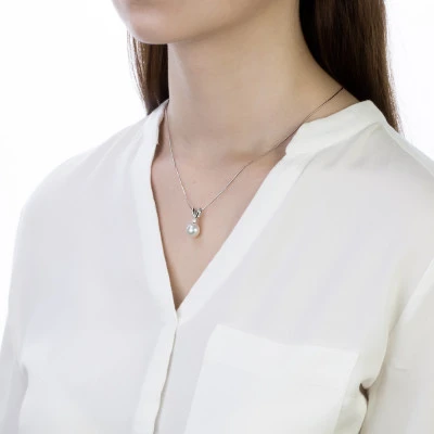 Кулон из серебра с белой морской Австралийской жемчужиной 9-9,5 мм