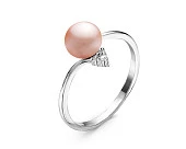 Кольцо из серебра с розовой речной жемчужиной 7-7,5 мм