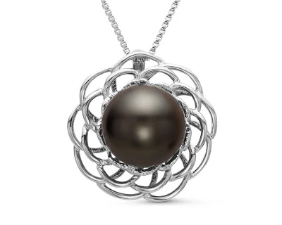 Кулон из серебра с черной морской Таитянской жемчужиной 11 мм