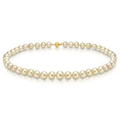 Ожерелье из золотистого круглого морского Австралийского жемчуга 10-12,1 мм. Качество высокое АА+