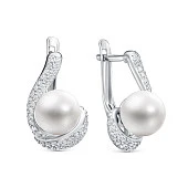Серьги из серебра c белыми речными жемчужинами 8-8,5 мм