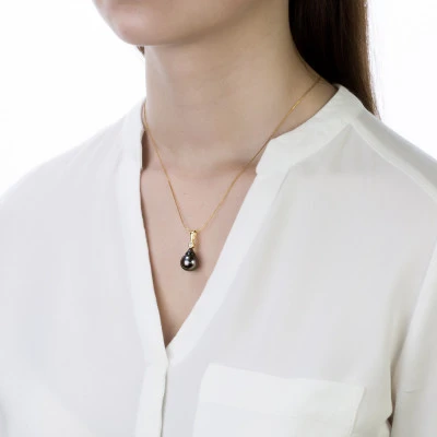 Кулон из серебра с черной морской Таитянской жемчужиной 11-11,5 мм