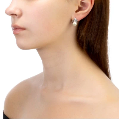 Серьги из серебра c белыми речными жемчужинами 8-8,5 мм