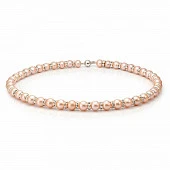 Ожерелье из розового круглого жемчуга со стразами. Жемчужины 8,5-9,5 мм