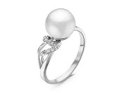 Кольцо из серебра с белой речной жемчужиной 8,5-9 мм
