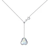 Цепочка из серебра 925 пробы с серебристой речной жемчужиной "барокко" 14 мм