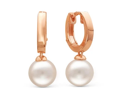 Серьги из серебра с белыми речными жемчужинами 8-8,5 мм