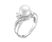 Кольцо из серебра с белой речной жемчужиной 9 мм