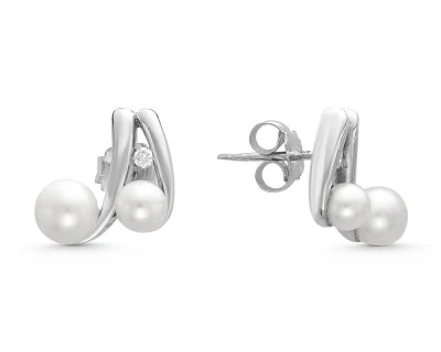 Серьги из серебра c белыми речными жемчужинами 4,5-5,5 мм